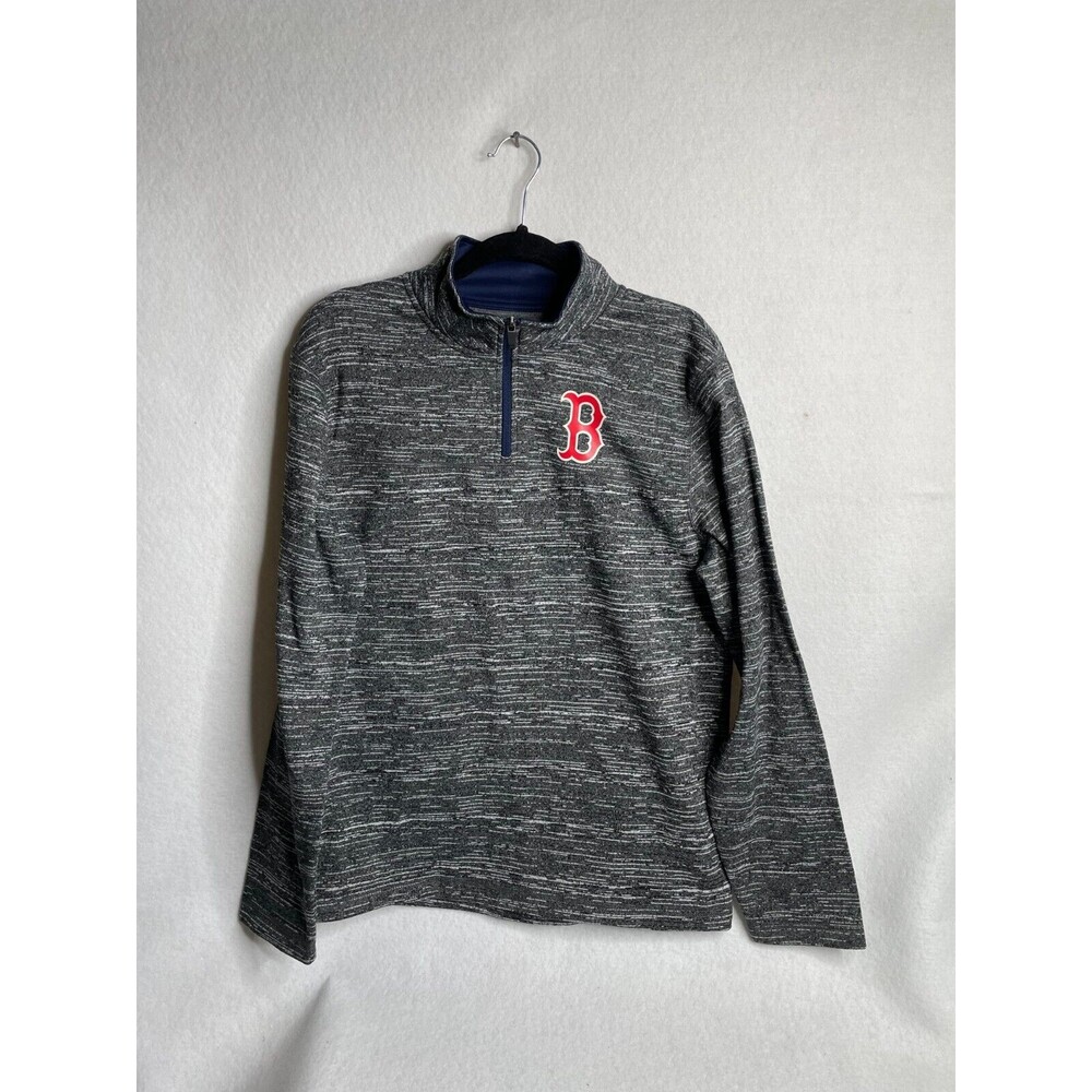 Majestic MLB Boston Red Sox  1/4 Zip Pullover Sweatshirt Size Medium Gray